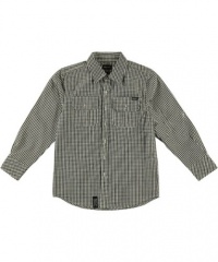 LRG Gingham Gang L/S Button-Down Shirt (Sizes 8 - 18) - black/white, 18