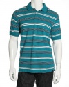 Club Room Striped Murky Teal Casual Polo Shirt