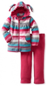 Nannette Baby-Girls Infant 2 Piece Bunny Polar Hoodie Set, Pink, 18 Months