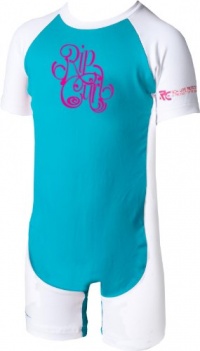 Rip Curl Girls Toddler Classic Lycra Short Sleeve Rash Guard (Aqua/White, 3)