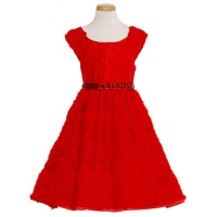 Rare Editions Little Girls 5 Red Floral Soutache Christmas Dress