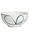 Vera Wang combines her passions for skating and design in the everyday fine Glisse cereal bowl. An indigo-blue ribbon follows the path of a twirling figure skater, sweeping across smooth, snow-white bone china with modern grace.