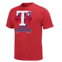 MLB Boys' Texas Rangers League Champions Locker Room Tee (Athletic Red, Large)