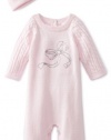 Little Me Baby-Girls Newborn Bow Sweater Coverall And Hat, Light Pink, 9 Months