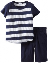 Splendid Littles Boys 2-7 White Slub Rugby Crew Short Set Toddler, Navy, 2T