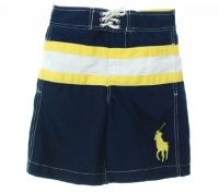 Polo Ralph Lauren Boy's Board Shorts Navy/Yellow/White Medium