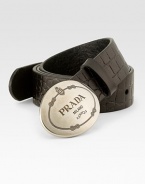 Logo metal buckle joins together this embossed leather design.LeatherAbout 1½ wideMade in Italy