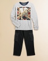 A long-sleeved, heathered cotton tee is ultra-fierce with a British flag and bulldog print.CrewneckLong sleevesPullover styleCottonMachine washImported