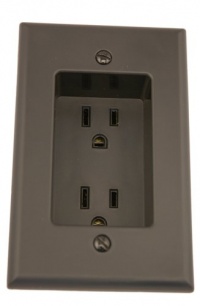 Leviton 689-E 15 Amp 1-Gang Recessed Duplex Receptacle, Residential Grade, with Screws Mounted to Housing, Black