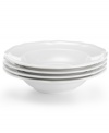 A unique geometric shape and clean, embossed design give these fine china fruit saucers from Mikasa's Antique White dinnerware and dishes collection a modern sensibility. The pure white color is a perfect contrast to the bold hues of fresh fruit. Microwave, dishwasher and oven safe. Perfect for everyday use. Includes four plates.