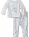 ABSORBA Baby-Boys Newborn Sweet Bear Boys Two Piece Footed Pant Set, Blue/White, 6/9