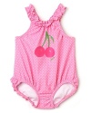 Juicy Couture Infant Girls' Cheery Ruffle Swim Suit - Sizes 0-9 Months