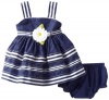 Sweet Heart Rose Baby-girls Infant Nautical Eyelet Dress, Navy/White, 12 Months