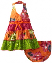 Blueberi Boulevard Baby-girls Newborn Ruffle Tiered Sundress, Orange, 6-9 Months