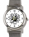 Daisy Flower - WATCHBUDDY® ELITE Chrome-Plated Metal Alloy Watch with Metal Mesh Strap - Small ( Children's Size - Boy's Size & Girl's Size )