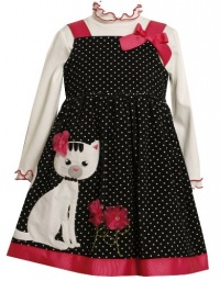 Bonnie Jean Girls 2-6X Dot With Cat Applique Jumper