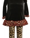 Bonnie Baby-girls Infant Leopard Print Stretch Velvet Legging Set, Black, 12 Months