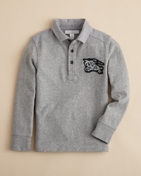 A classic long sleeve polo with a check-lined half placket.