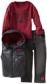 Calvin Klein Boys 2-7 Top And Jean Nylon Puffy Vest, Gray, 3T