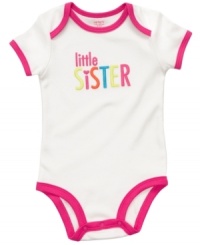 Make it apparent she know her place and loves it with this fun familial bodysuit from Carter's.