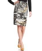 Calvin Klein elevates makes a sleek pencil skirt a statement piece with an abstract, feather-inspired print. (Clearance)