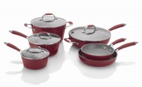 Fagor Michelle B. 10-Piece Induction Ready Forged Aluminum Cookware Set, Red