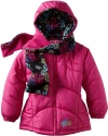 London Fog Girls 2-6x Bubble Jacket, Fuchsia, 5-6