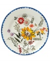 Freshen up. Colorful wildflowers bloom on the Scallop Floral dessert plate, a charming addition to country settings from Marcela for Prima Design. With dainty blue trim.