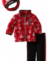 Nannette Baby-Boys Infant 2 Piece Skulls Jacket Set, Red, 12 Months