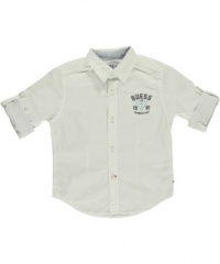 GUESS Kids Boys Shirt with Roll-Up Sleeves, WHITE (3T)