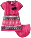 Hartstrings Baby-girls Infant Fair Isle Sweater Dress and Diaper Cover Set, Fuchsia, 3-6 Months