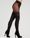 Super opaque tights that get sexier as you go up with garter-like detail at thigh. Style #0B337