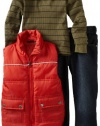 Calvin Klein Boys 2-7 Long Sleeve Tee And Jean Puffy Vest, Orange, 7