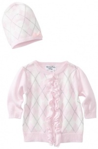 Hartstrings Baby-girls Newborn Argyle Cardigan Sweater And Hat Two Piece Set, Pink Lilac, 3-6 Months