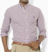 Polo Ralph Lauren Shirt, Custom-Fit long sleeve Gingham Shirt, Burgundy-White