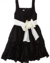 Bonnie Jean Girls 7-16 Chiffon Dress with Multi Ruffle Skirt, Black, 14