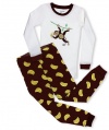 Leveret Happy Monkey 2 Piece Pajama 100% Cotton (Size 6M-5T)