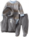 Kids Headquarters Baby-Boys Newborn Vest With Pants And Stripes Bodysuit, Silver, 3-6 Months