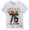 True Religion Boys 2-7 Brooklyn 76 Short Sleeve Logo Crew Neck Tee, White, Medium