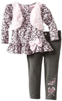 Nannette Baby-Girls Infant 2 Piece Leopard Pant Set, Grey, 12 Months