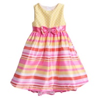 Nannette Girls 2-6X Shangtung Printed Dress, Pink, 4T