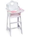 Badger Basket Doll High Chair With Plate Bib And Spoon - Pink/White