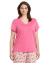 Hue Sleepwear Women's Plus Size Short Sleeve V-Neck Sleep Tee