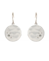 Chill out in icy circles with a frosty sheen. Kenneth Cole New York earrings feature a circular drop accented by round-cut crystals. Set in silver tone mixed metal. Approximate drop: 1-1/4 inches.