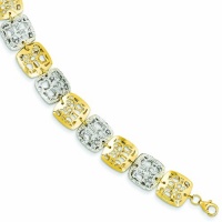 Genuine 14K Two-Tone Polished & Diamond Cut Square Bracelet 7 Inches 5 Grams Of Gold 100% Satisfaction Guaranteed.