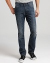 Faded for classic appeal, this handsome pair of jeans gives you a reliable look for your relaxed weekend wardrobe.