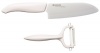 Kyocera Revolution Series 5-1/2-Inch Santoku Knife and Y Peeler Set, White