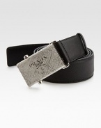 Iconic logo buckle with etched detail finished with a saffiano leather strap.LeatherAbout 1½ wideMade in Italy