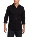 Calvin Klein Sportswear Men's Solid Stretch Free Fit Woven Shirt, Black, Small