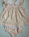 Ralph Lauren Polo Pony 2 Piece Pink Floral Ruffled Hem Dress and Diaper Cover, Size 3 Months